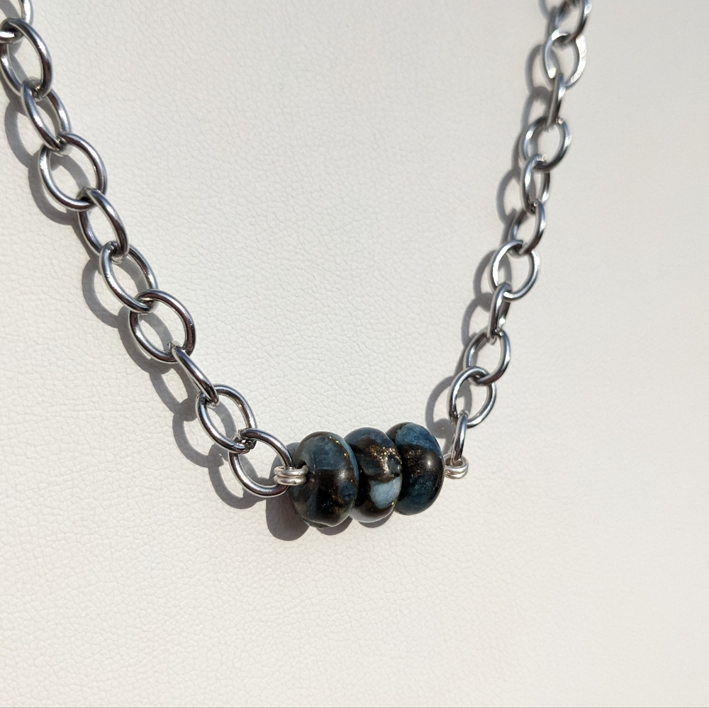 Jasper Stainless Steel Silver Chain Necklace Handmade Crystals Grounding Unisex - Picture 6 of 13